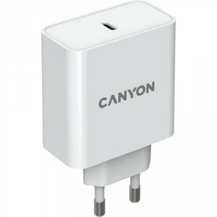 Incarcator retea Canyon CNE-CHA65W01, 1x USB-C, 3A, White