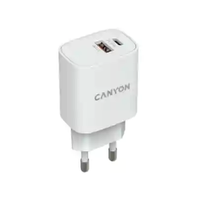 Incarcator retea Canyon H-20-04, 1x USB-C, 1x USB, 3A, White