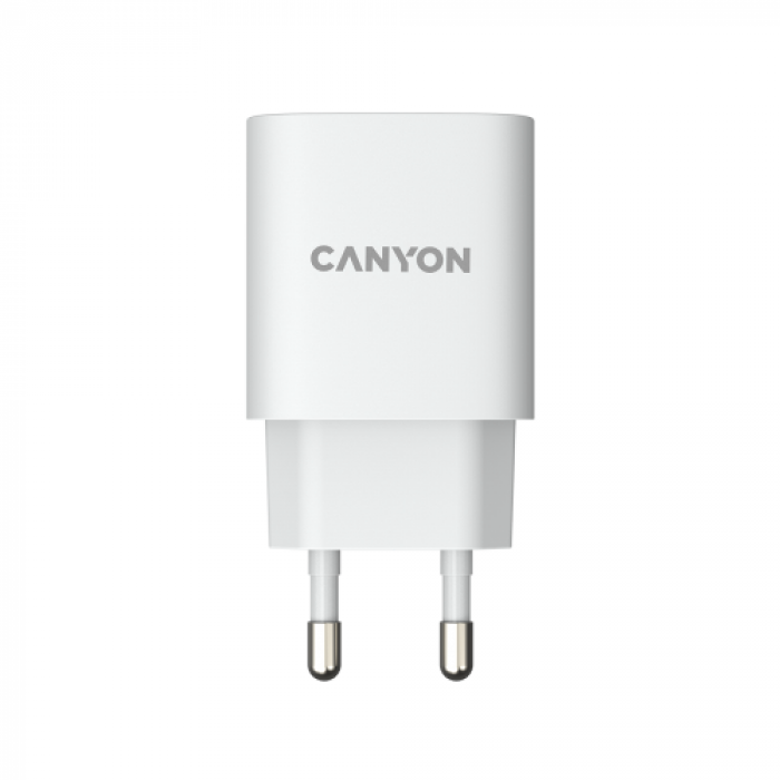 Incarcator retea Canyon H-20-04, 1x USB-C, 1x USB, 3A, White