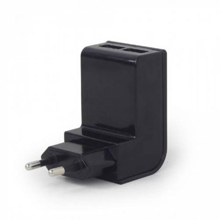 Incarcator retea Energenie by Gembird EG-U2C2A-02, 2x USB, 2.1A, Black