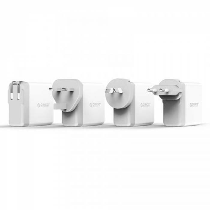 Incarcator retea Orico, 4x USB, 2.4A, White
