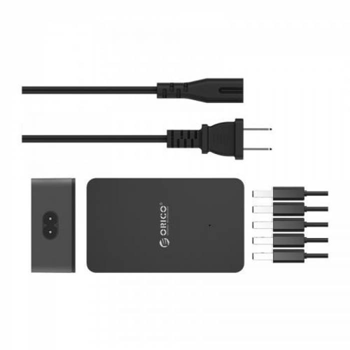 Incarcator retea Orico, 5x USB, 2.4 A, Black