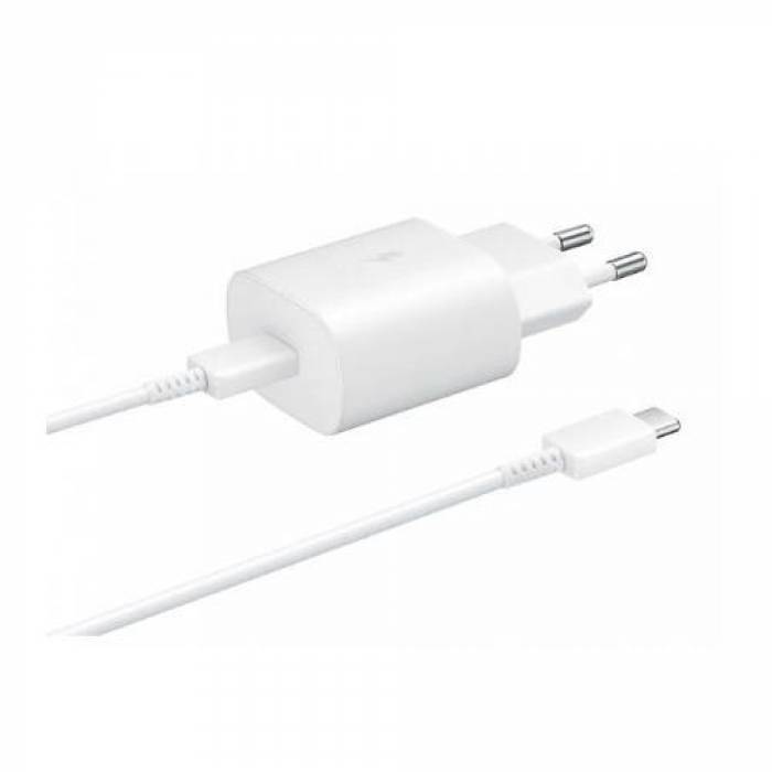 Incarcator retea Samsung EP-TA800XWEGWW, 1x USB + Cablu USB-C, 3.1A, White