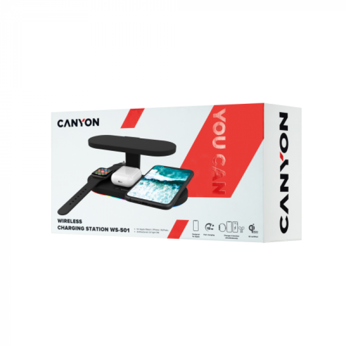 Incarcator Wireless CANYON WS-501 5in1, 10W, Black