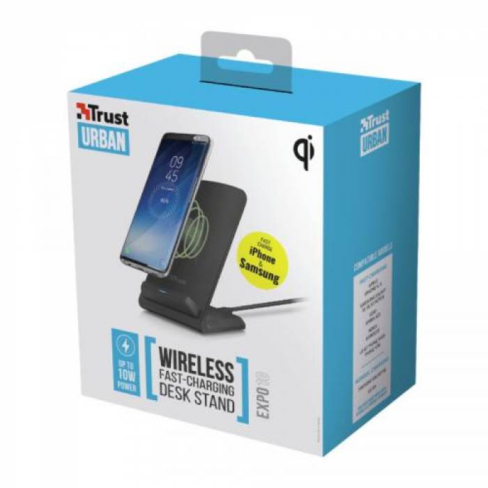 Incarcator Wireless Qi Trust Expo 10, 5W, Black