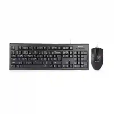 Kit A4Tech KR-85550 - Tastatura KR-85, USB, Black + Mouse Optic OP-550NU, USB, Black