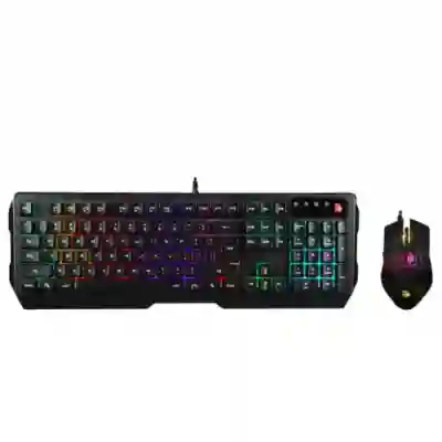 Kit A4Tech Q1300 - Tastatura Bloody RGB LED, USB, Black + Mouse Optic RGB LED, USB, Black