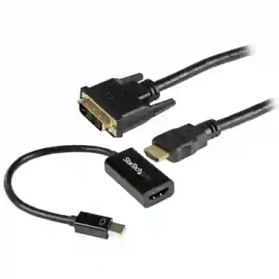Kit Adaptor Startech MDPHDDVIKIT, mini Displayport - HDMI, Black + Cablu HDMI - DVI, 1.8m, Black