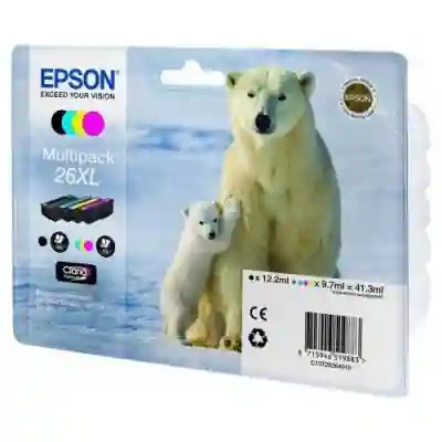 Kit Cartus Cerneala Epson 26XL Cyan, Magenta, Yellow, Black - C13T26364010