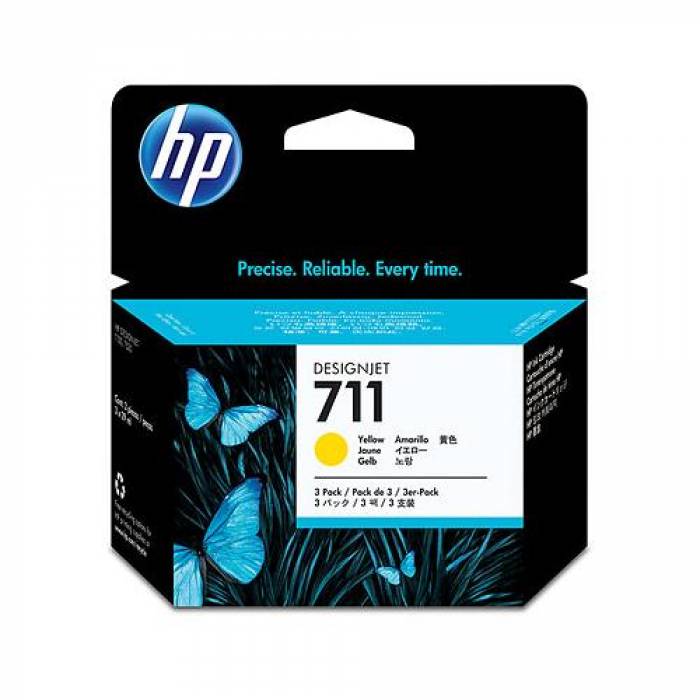 Kit Cartus Cerneala HP 711 Yellow 3 bucati- CZ136A