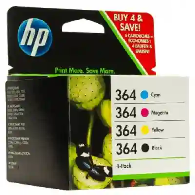 Kit Cartus Cerneala HP no 364 - Black, Cyan, Magenta, Yellow N9J73AE