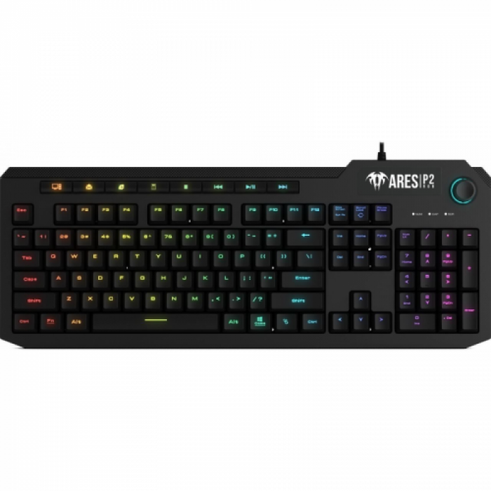 Kit Gamdias Ares P2 - Tastatura, RGB LED, USB, Black + Mouse Optic, USB, Black + Mouse Pad, Black