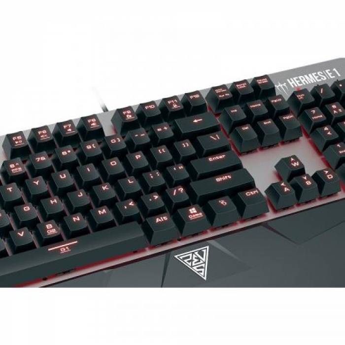 Kit Gamdias HERMES E1 COMBO - Tastatura Hermes E1 Gamdias Brown, Red LED, USB, Black-Silver + Mouse optic Demeter E2, USB, Black + Mouse Pad NYX E1, Black