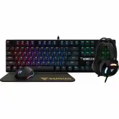 Kit Gamdias HERMES E1B COMBO - Tastatura Hermes E1B Gamdias, RGB LED, USB, Black + Mouse optic Demeter E2, RGB LED, USB, Black + Mouse Pad NYX E1, Black + Casti RGB LED, USB, Black