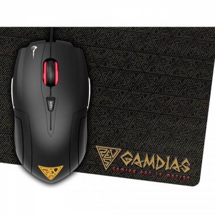 Kit Gamdias Mouse optic DEMETER E1 RGB LED, USB, Black + Mouse Pad NYX E1, Black