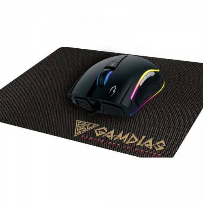 Kit Gamdias Mouse optic Zeus E1A, RGB LED, USB, Black + Mouse Pad NYX E1, Black