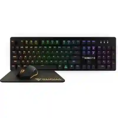 Kit Gamdias P1B - Tastatura, RGB LED, USB, Black + Mouse Optic, USB, Black + Mouse Pad, Black
