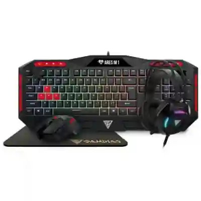 Kit Gamdias Poseidon M2 - Tastatura Ares M1, RGB LED, USB, Black + Mouse optic, RGB LED, USB, Black + Mouse Pad, Black + Casti RGB LED, USB, Black