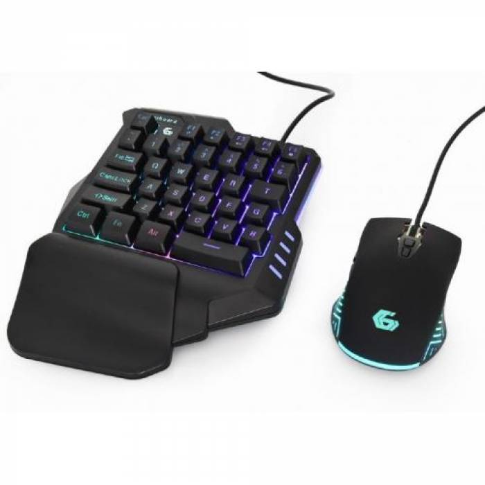 Kit Gembird IVAR TWIN - Tastatura, RGB LED, USB, Black + Mouse Optic, USB, Black