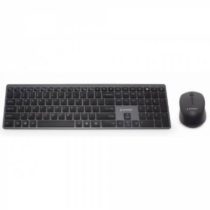 Kit Gembird KBS-ECLIPSE-M500 - Tastatura, USB Wireless, Black + Mouse Optic, USB Wireless, Black