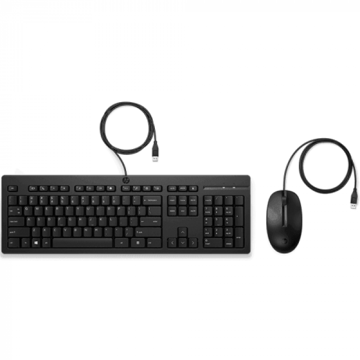 Kit HP 225 - Tastatura, USB, Black + Mouse Optic, USB, Black