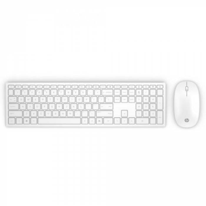 Kit HP Pavilion 800 - Tastatura, USB Wireless, White + Mouse Optic, USB Wireless, White
