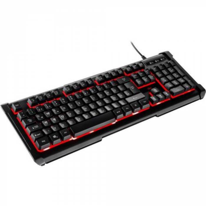 Kit Inter-Tech Eterno PG-5545 - Tastatura, RGB LED, USB, Black + Mouse Optic, USB, Black