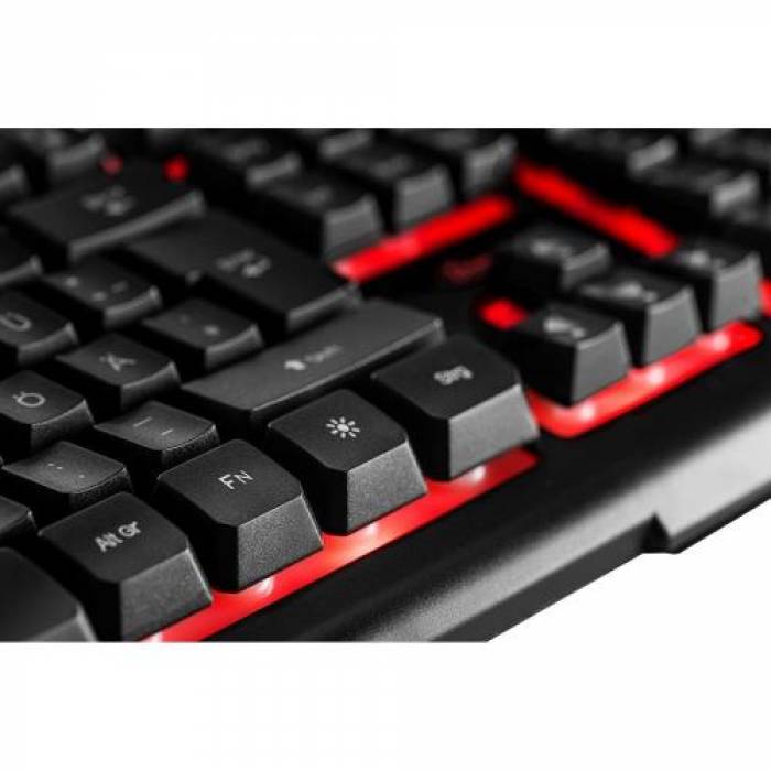 Kit Inter-Tech Eterno PG-5545 - Tastatura, RGB LED, USB, Black + Mouse Optic, USB, Black