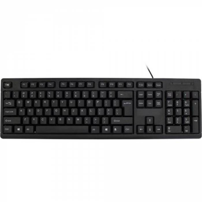 Kit Inter-Tech KB-118EN - Tastatura, USB, Black + Mouse Optic, USB, Black