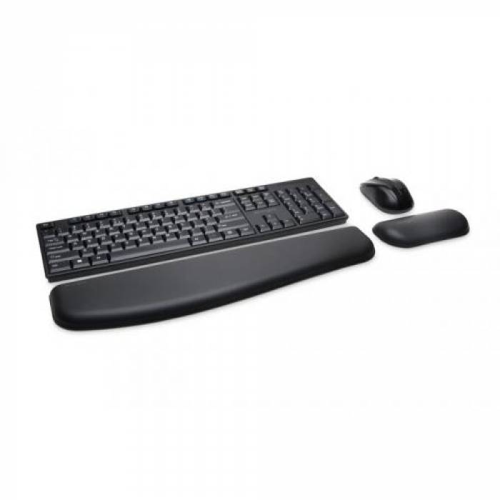 Kit Kensington ProFit Low-Profile- Tastatura, USB, Black + Mouse Optic, USB Wireless, Black