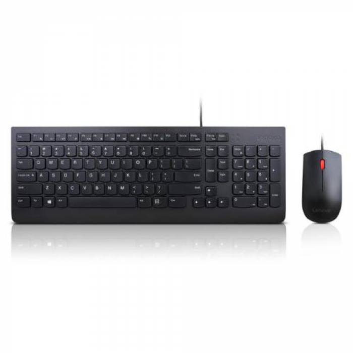 Kit Lenovo Essential - Tastatura, USB, Black + Mouse Optic, USB, Black