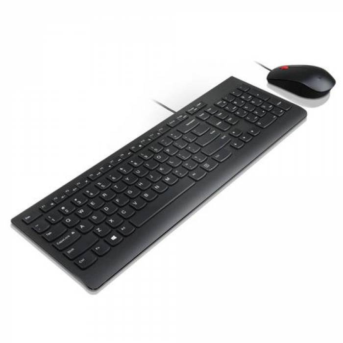 Kit Lenovo Essential - Tastatura, USB, Black + Mouse Optic, USB, Black