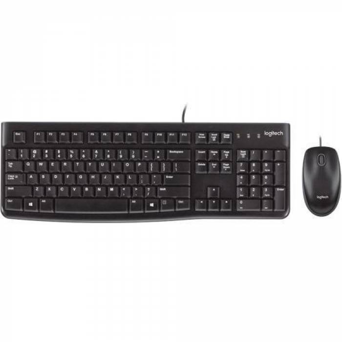 Kit Logitech MK120 - Tastatura, USB, Layout UK, Black + Mouse Optic, USB, Black