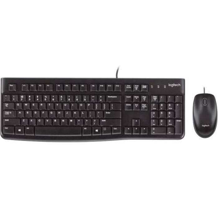 Kit Logitech MK120 - Tastatura, USB, Layout US, Black + Mouse Optic, USB, Black