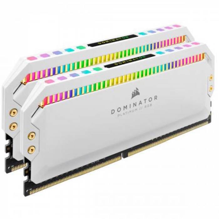 Kit Memorie Corsair Dominator Platinum RGB White 16GB, DDR4-3200MHz, CL16, Dual Channel