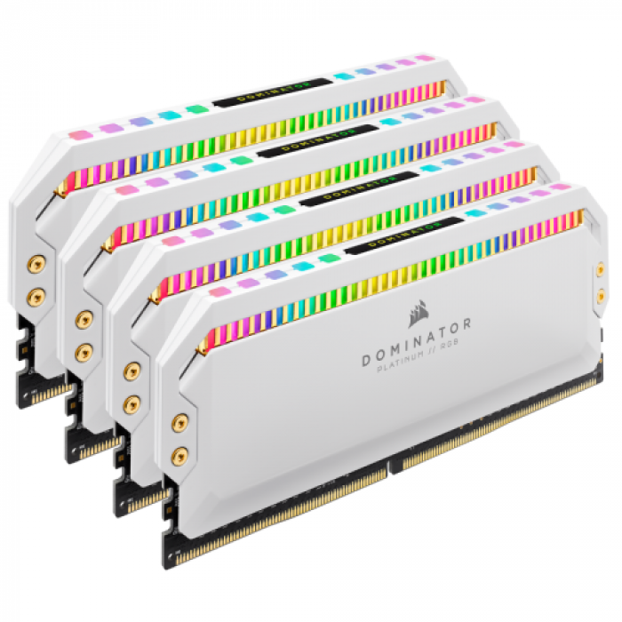 Kit Memorie Corsair Dominator Platinum RGB White 64GB, DDR4-3200MHz, CL16, Quad Channel