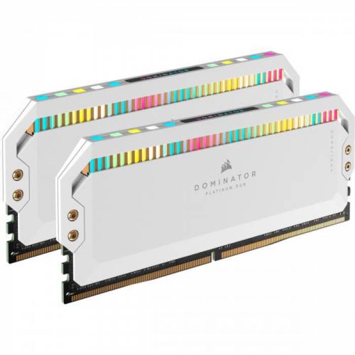 Kit memorie Corsair Dominator Platinum RGB White 64GB, DDR5-5200MHz, CL40, Dual Channel