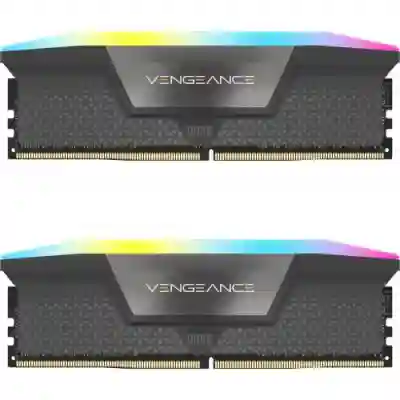 Kit Memorie Corsair Vengeance RGB Grey AMD EXPO 32GB, DDR5-6000MHz, CL36, Dual Channel