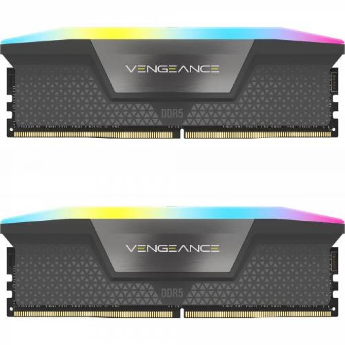 Kit Memorie Corsair Vengeance RGB Grey AMD EXPO 32GB, DDR5-6000MHz, CL36, Dual Channel