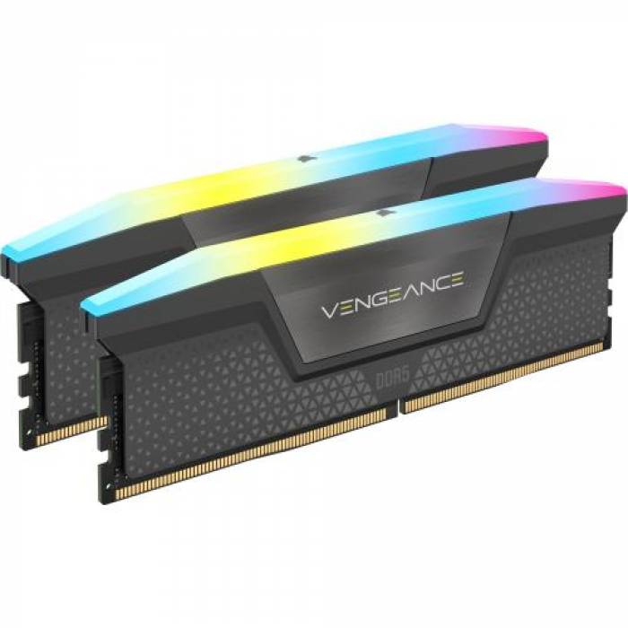 Kit Memorie Corsair Vengeance RGB Grey AMD EXPO 32GB, DDR5-6000MHz, CL36, Dual Channel