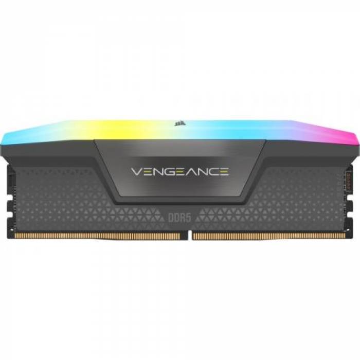 Kit Memorie Corsair Vengeance RGB Grey AMD EXPO 32GB, DDR5-6000MHz, CL36, Dual Channel