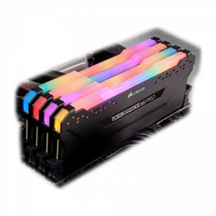 Kit Memorie Corsair Vengeance RGB PRO 64GB, DDR4-3000MHz, CL15, Quad Channel