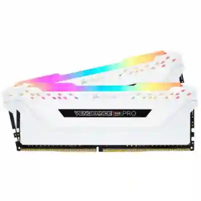 Kit Memorie Corsair Vengeance RGB PRO White 16GB, DDR4-3000MHz, CL15, Dual Channel