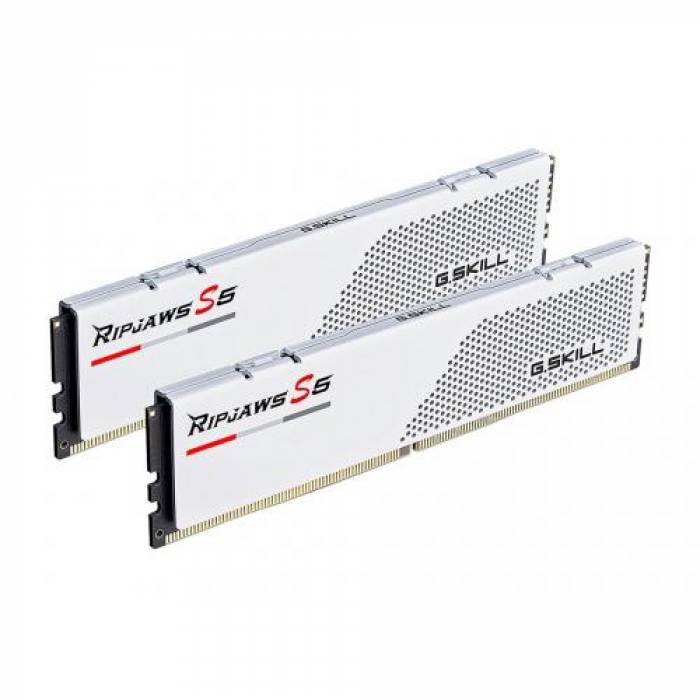 Kit Memorie G.Skill Ripjaws S5 XMP 3.0 White 32GB, DDR5-6000Mhz, CL30, Dual Channel
