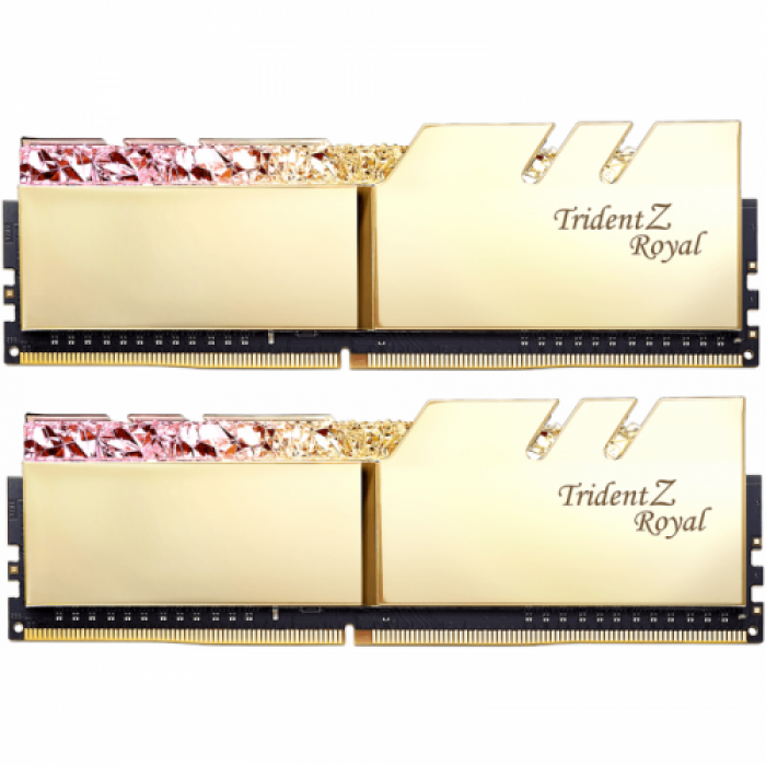 Kit Memorie G.Skill Trident Z Royal RGB Gold 16GB, DDR4-4266MHz, CL19, Dual Channel