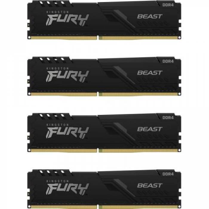 Kit memorie Kingston FURY Beast 128GB, DDR4-3200MHz, CL16, Quad Channel