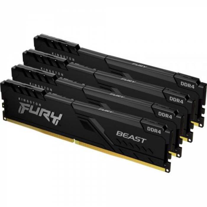 Kit memorie Kingston FURY Beast 128GB, DDR4-3200MHz, CL16, Quad Channel