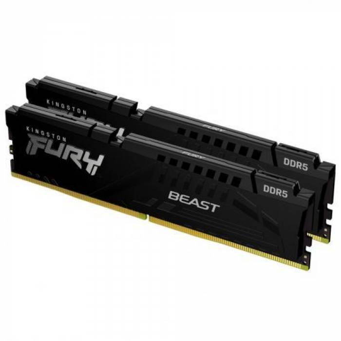 Kit Memorie Kingston Fury Beast 16GB, DDR5-5200Mhz, CL40, Dual Channel