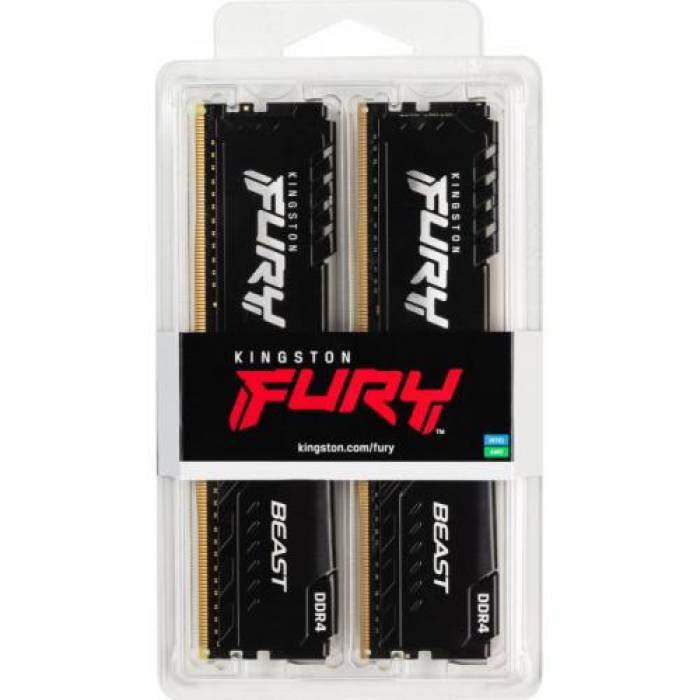 Kit Memorie Kingston FURY Beast 32GB, DDR4-2666Mhz, CL16, Dual Channel