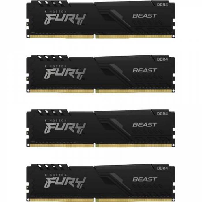 Kit Memorie Kingston FURY Beast 32GB, DDR4-3600Mhz, CL17, Quad Channel